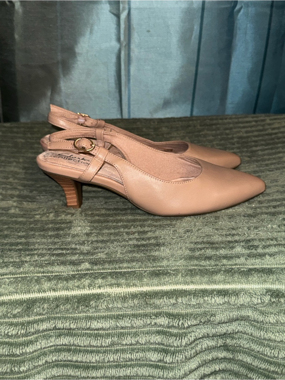 Clarks Blush Tan Slingback Pointed-Toe Heels